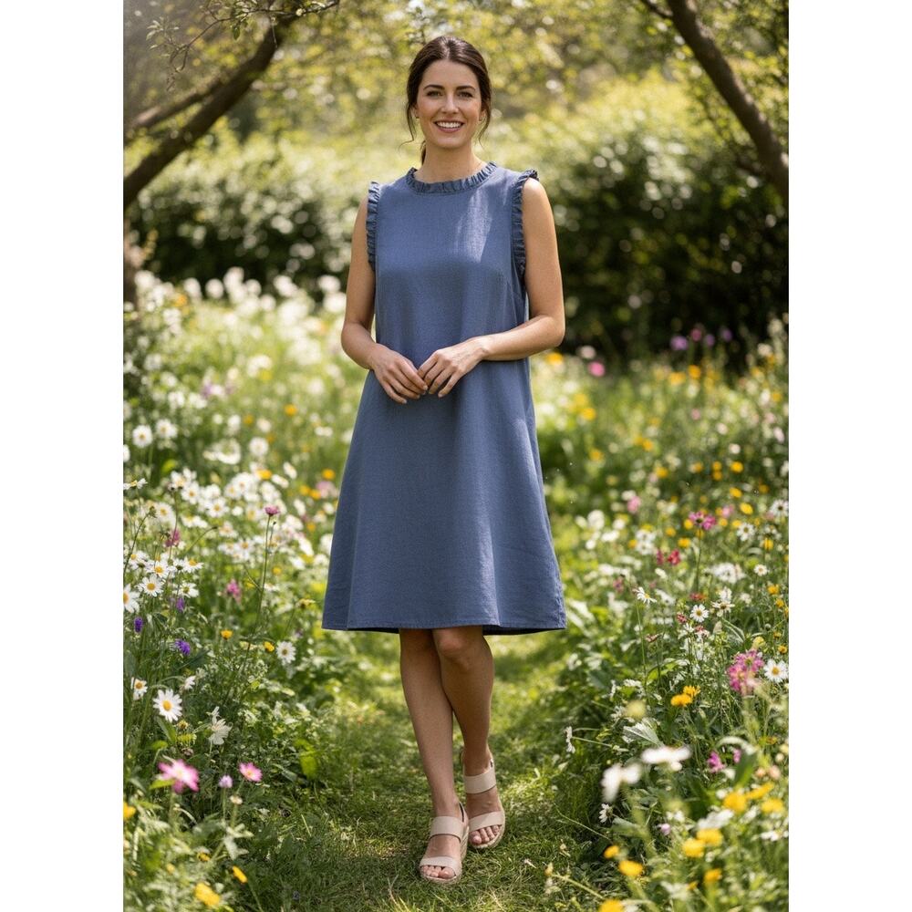 Blue Orchid Made in Italy 100% Linen Shift Dress Size Large